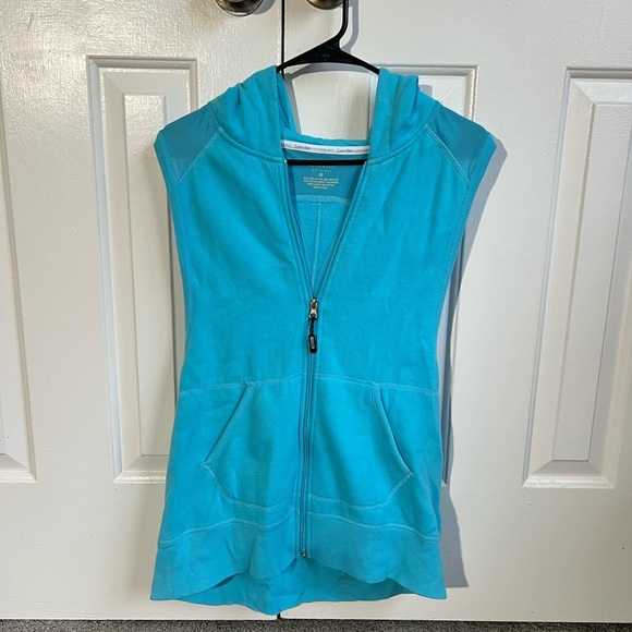 Calvin Klein Turquoise Zip-Up Sleeveless Hoodie - Picture 1 of 9